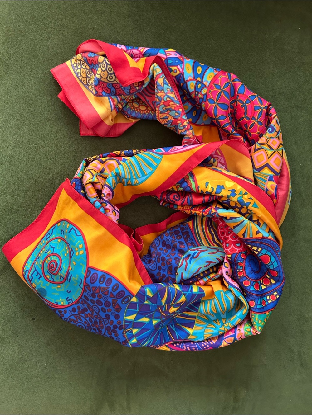 Vibrant Multicolor Women's 100% Silk Scarf/Wrap - Bold Print